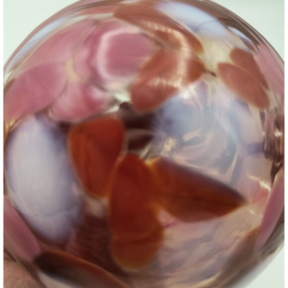 Handmade Vintage Pink & White Swirled Glass Ornament With Hook Decoration - Picture 5 of 5